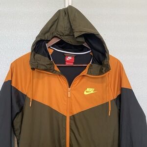 Nike windbreaker green orange color block Small Full Zip Long Sleeve Vented